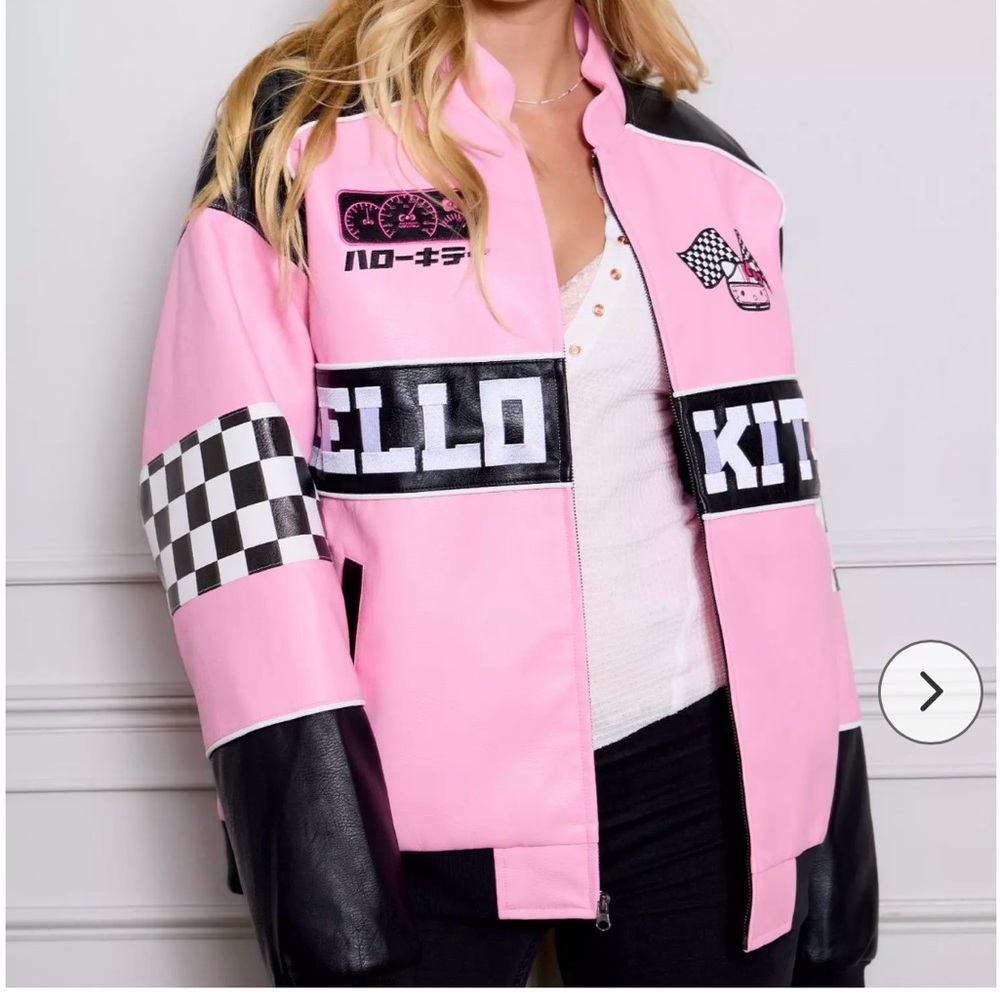Hello Kitty Pink and Black Racing Varsity Jacket